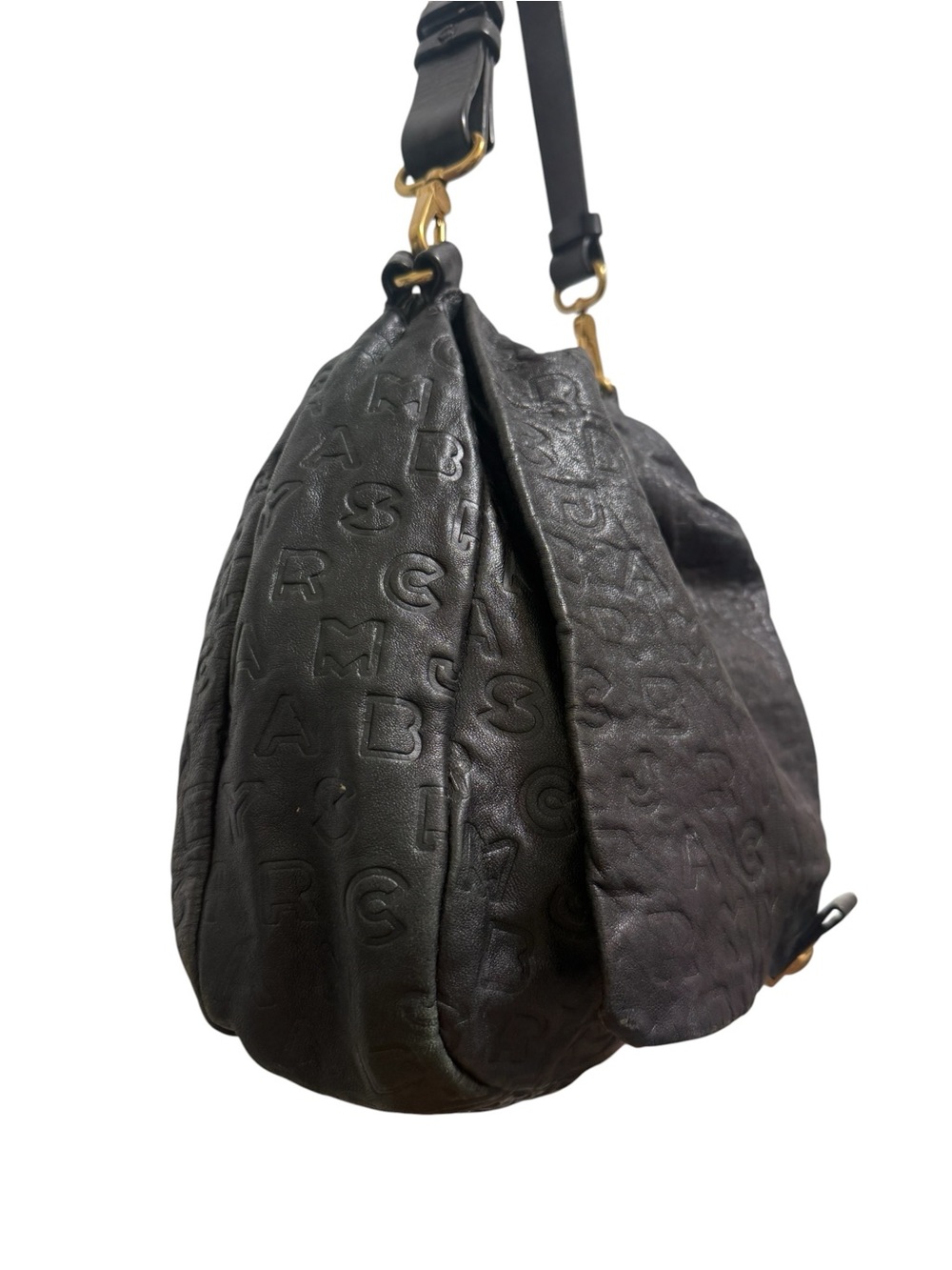 Leather hobo bag, Marc by Marc Jacobs Dreamy Logo Puckered Mouse - Picture 11 of 15